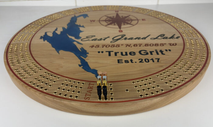 Hickory Epoxy Inlay Cribbage Board - Image 2